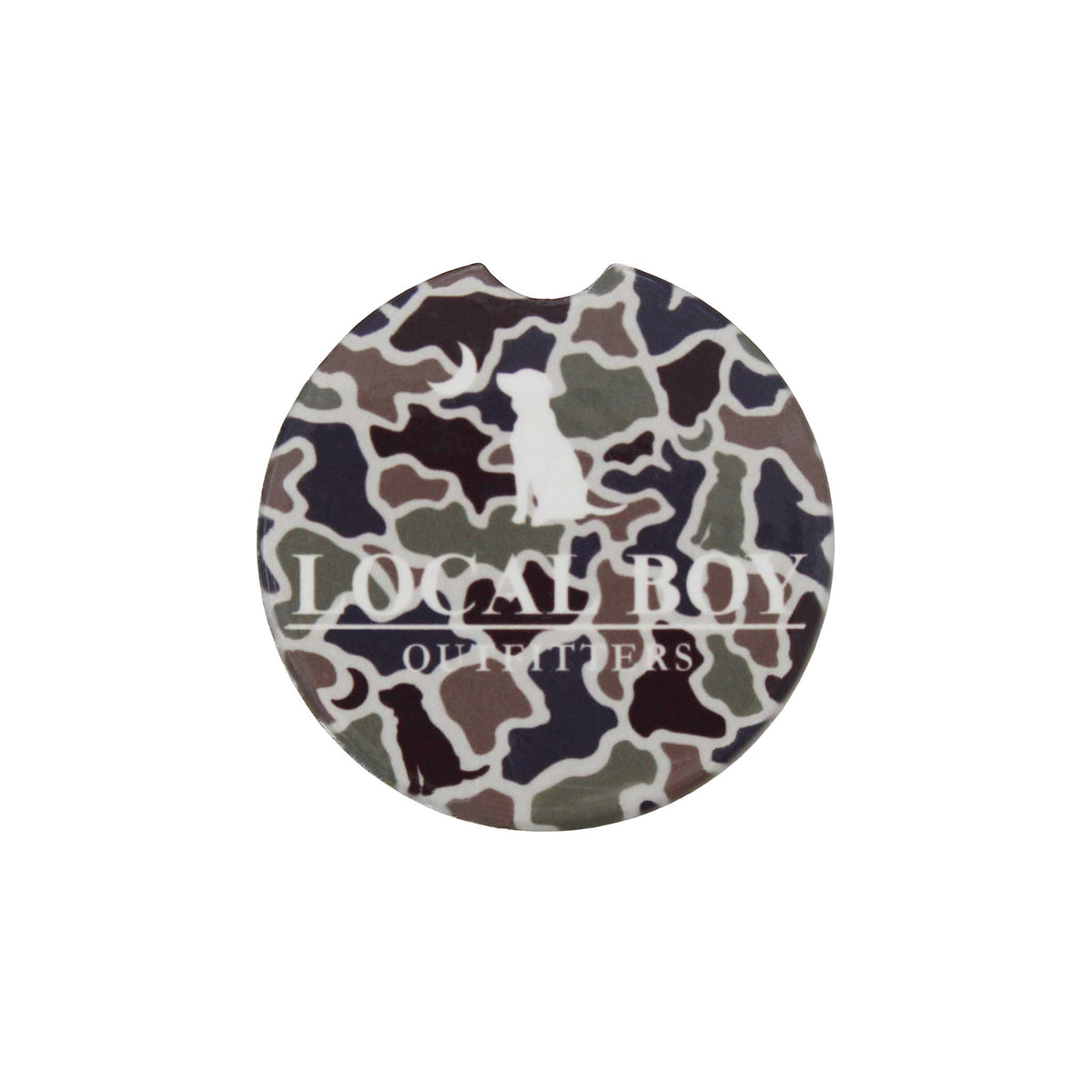 Dog and Moon Camo Car Coaster