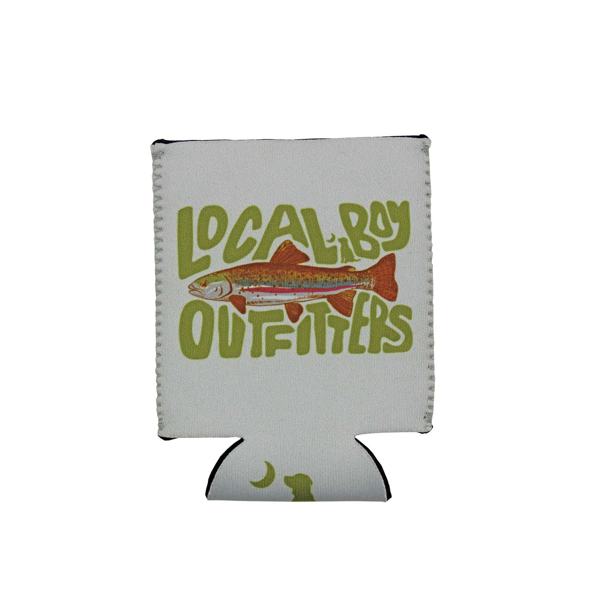 Neoprene can cooler with Local Boy Outfitters and fish design.