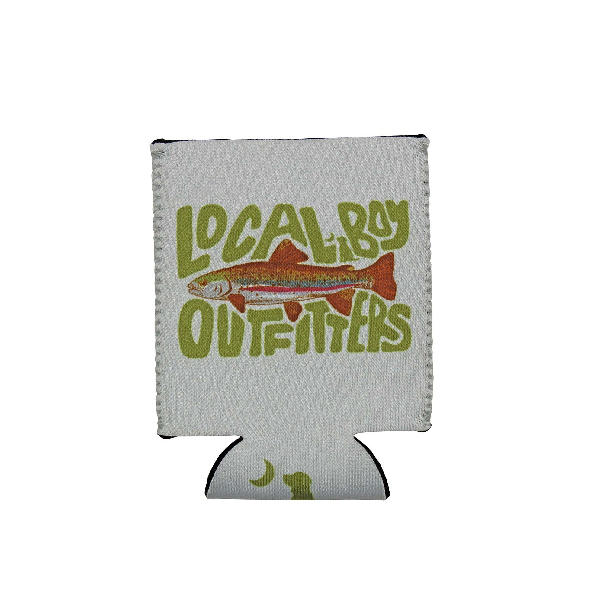 Neoprene can cooler with Local Boy Outfitters and fish design.