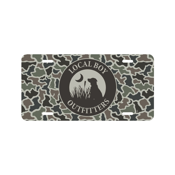 Dog and Moon Camo License Plate