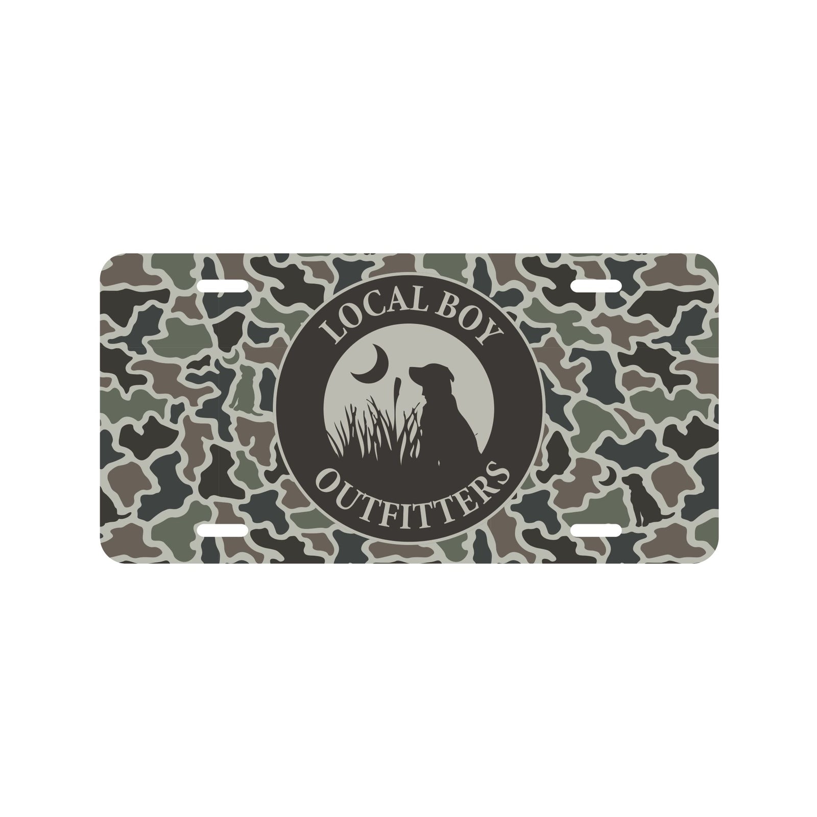 Dog and Moon Camo License Plate