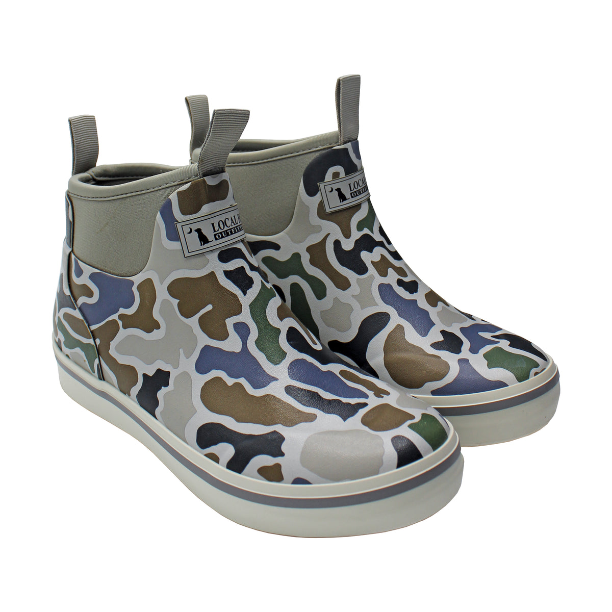 Local Boy Outfitters Men's Localflage Camo Rubber Boots shown on a white background.