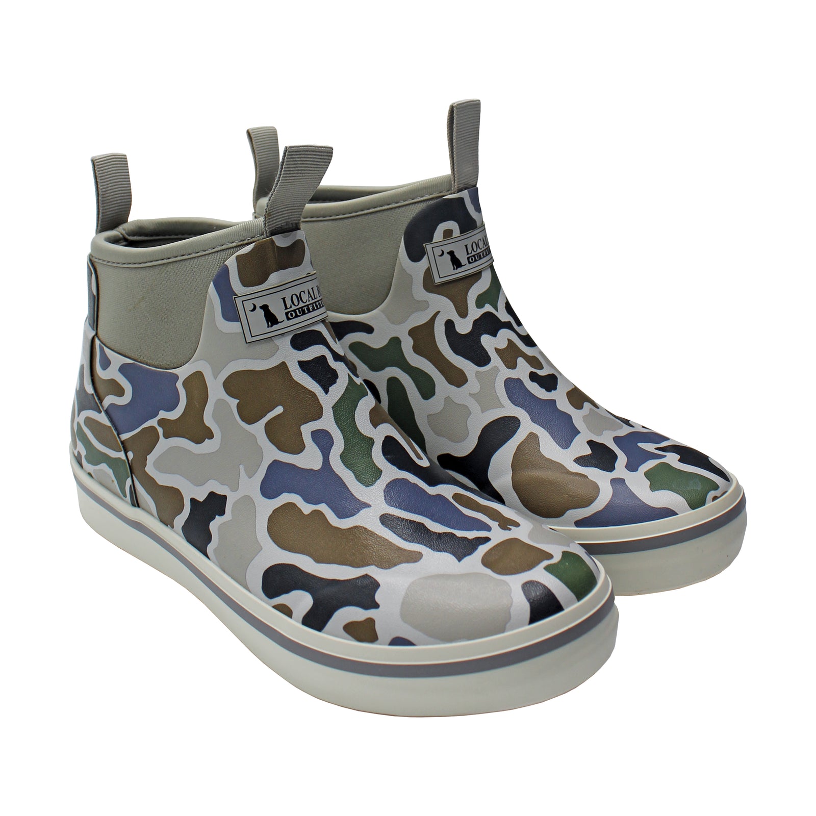 Local Boy Outfitters Men's Localflage Camo Rubber Boots shown on a white background.