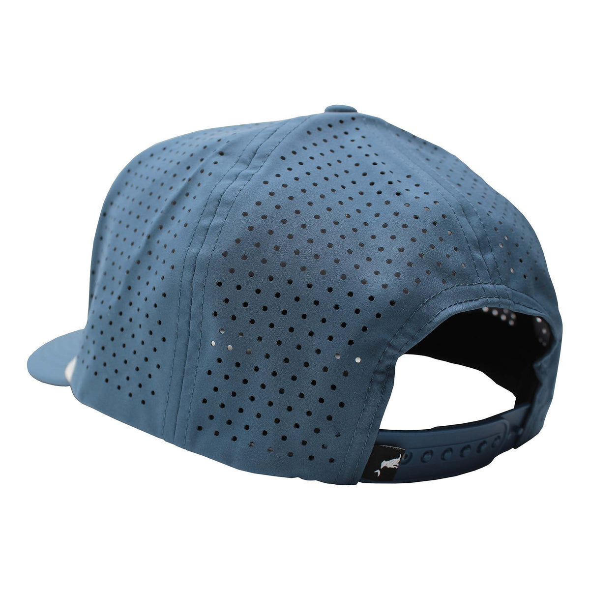 Blue perforated cap on a white background