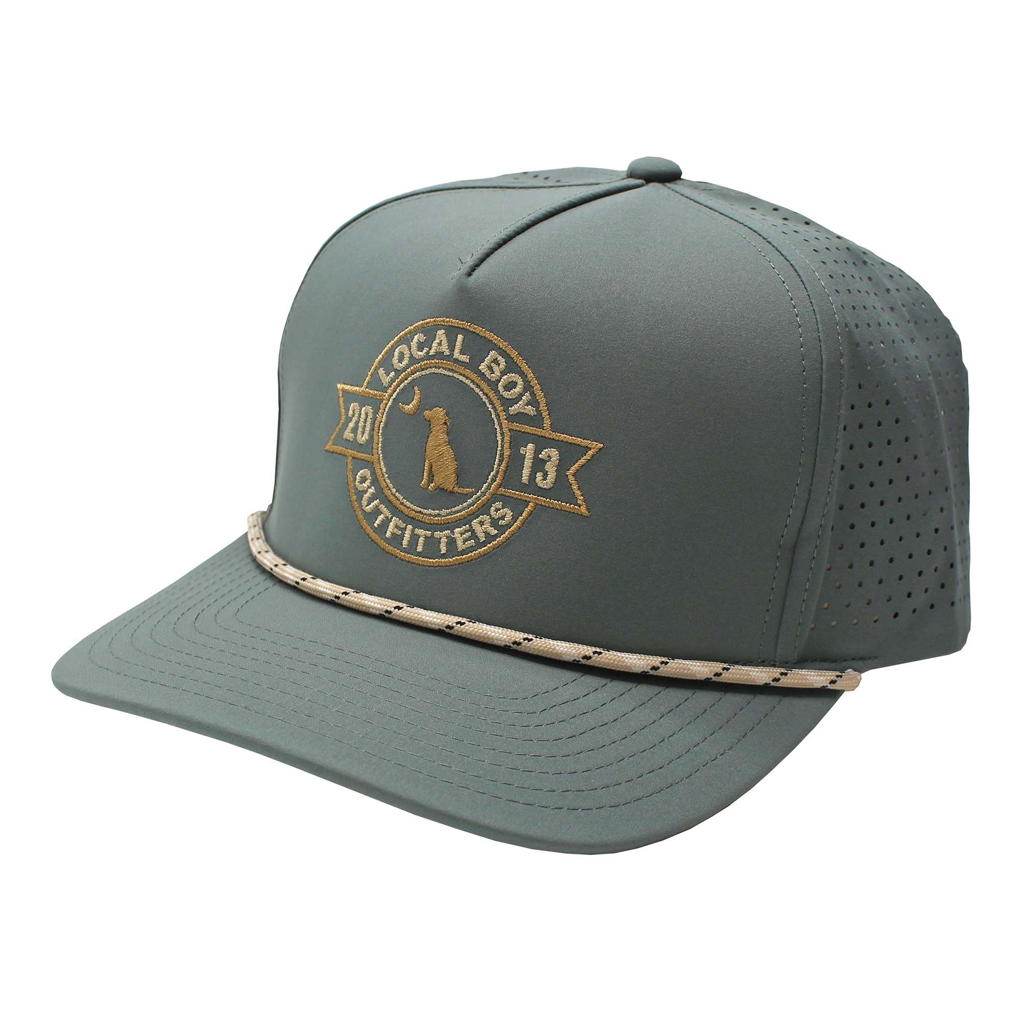 Green cap with 'Local Boy Outfitters' logo on a white background