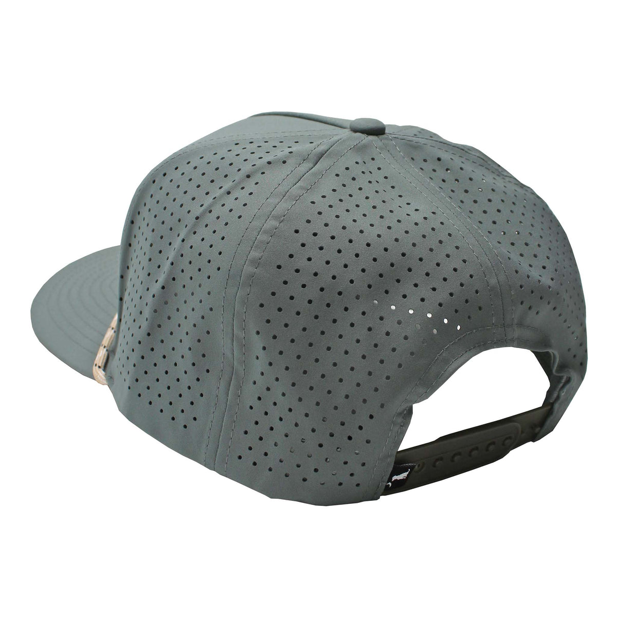 Gray cap with perforated design on a white background