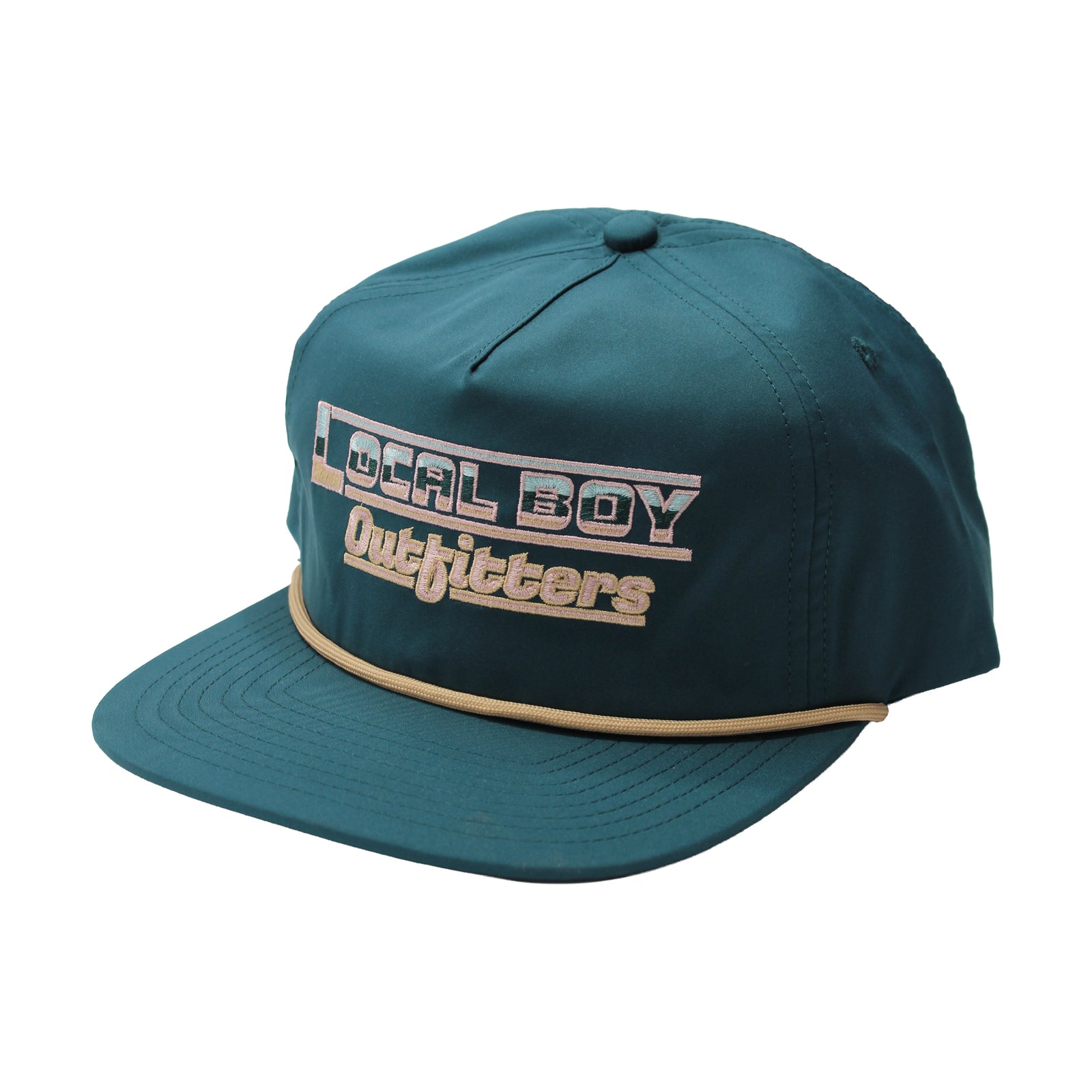 Teal Low Profile Rope Hat with retro style Local Boy Outfitters logo shown on a white background.