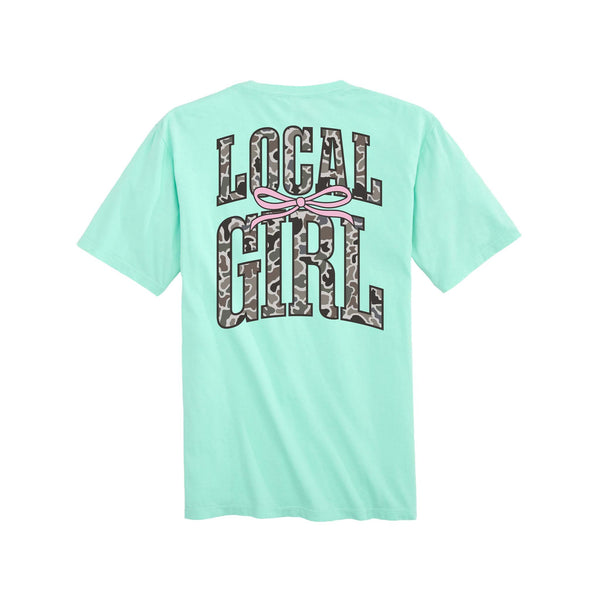 Local girl outfitters Youth Bow Logo Short Sleeve T-Shirt in island reef aqua green
