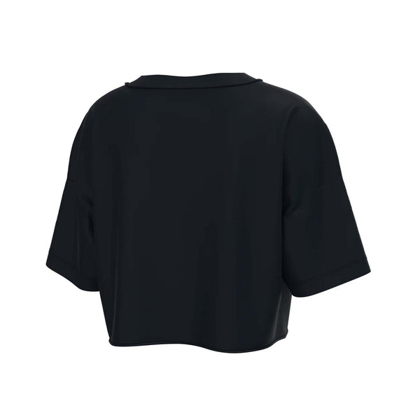 Local Girl Outfitters Youth Short Sleeve Boxy Crop Athletic Top in Black shown on a white background.