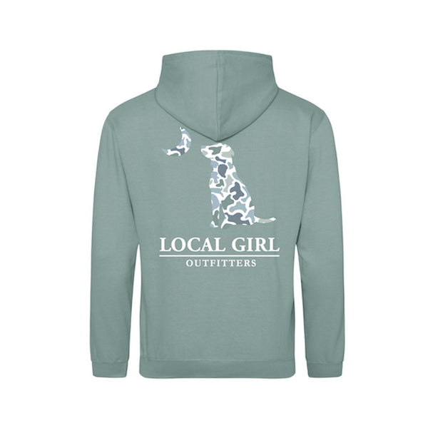 Youth Localflage Coast Dog and Moon Hoodie in Dusty Green