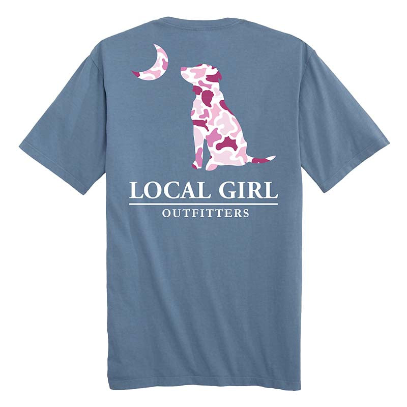 Local Girl Large Pink Localflage Dog and Moon Short Sleeve T-Shirt