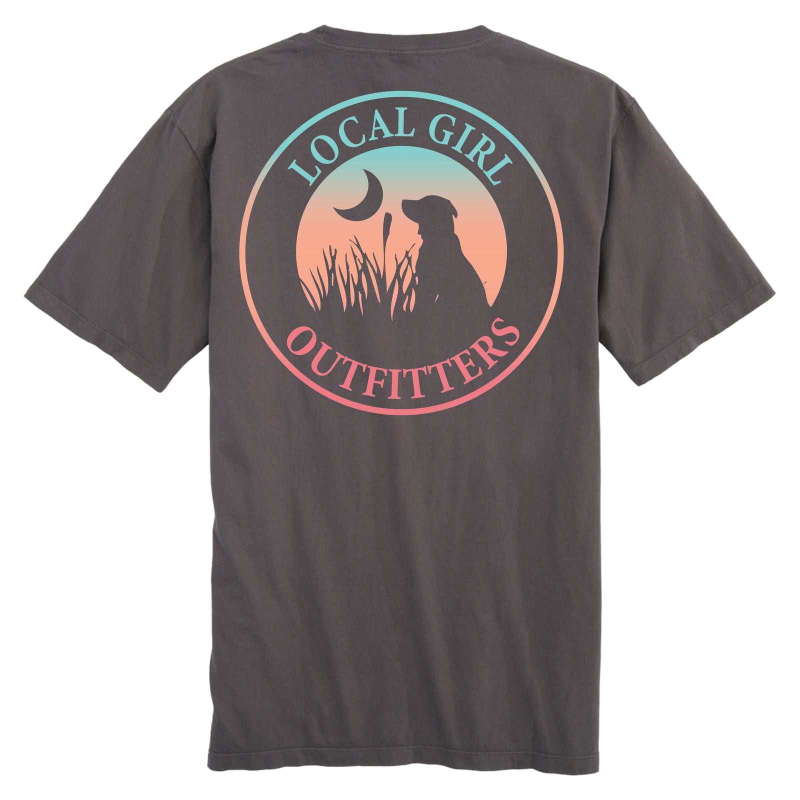 Local Girl Outfitters Sunset Spring Short Sleeve T-Shirt in Grey shown on a white background