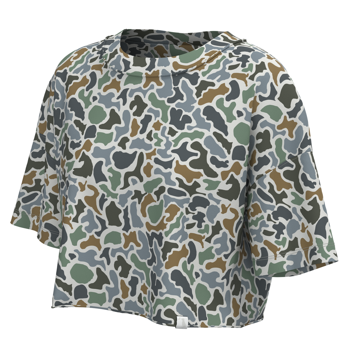 Short Sleeve Boxy Cropped Athletic Top in Localflage Bluff