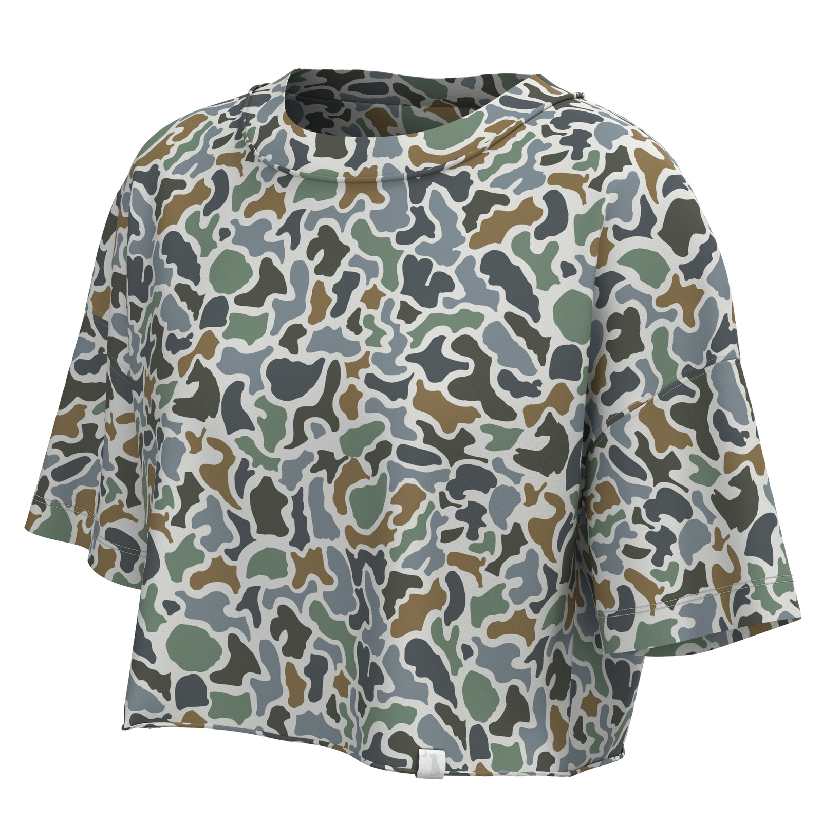 Short Sleeve Boxy Cropped Athletic Top in Localflage Bluff