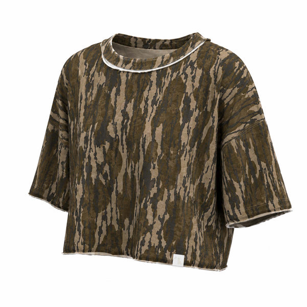 Short Sleeve Boxy Cropped Athletic Top in Original Bottomland