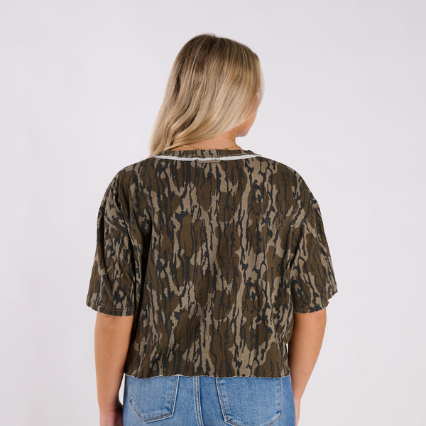 Short Sleeve Boxy Cropped Athletic Top in Original Bottomland