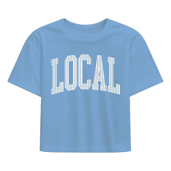 Striped Local Short Sleeve Crop T-Shirt