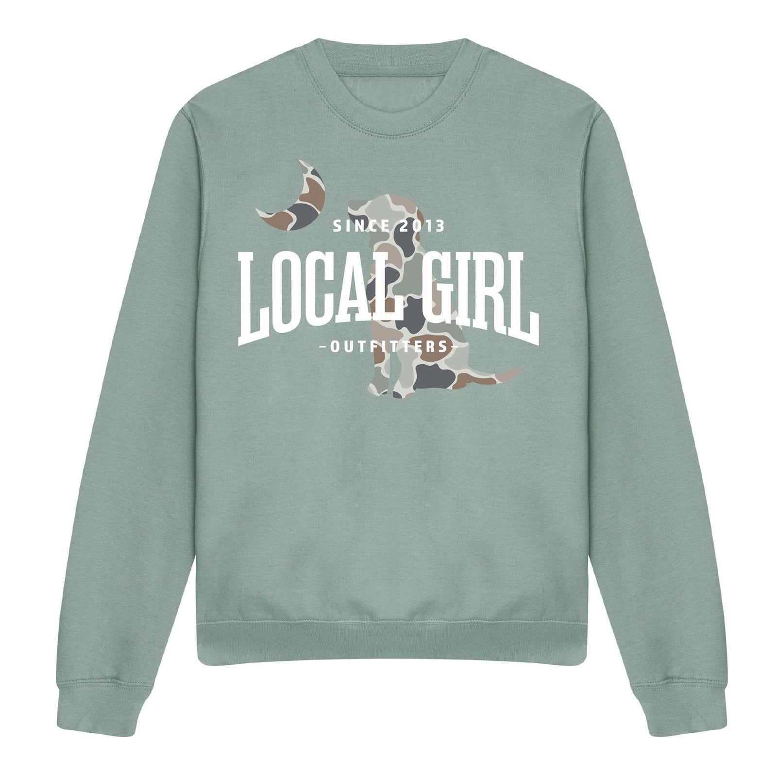 Local Girl Outfitters Flora Comfort Crewneck Sweatshirt in Dusty Green