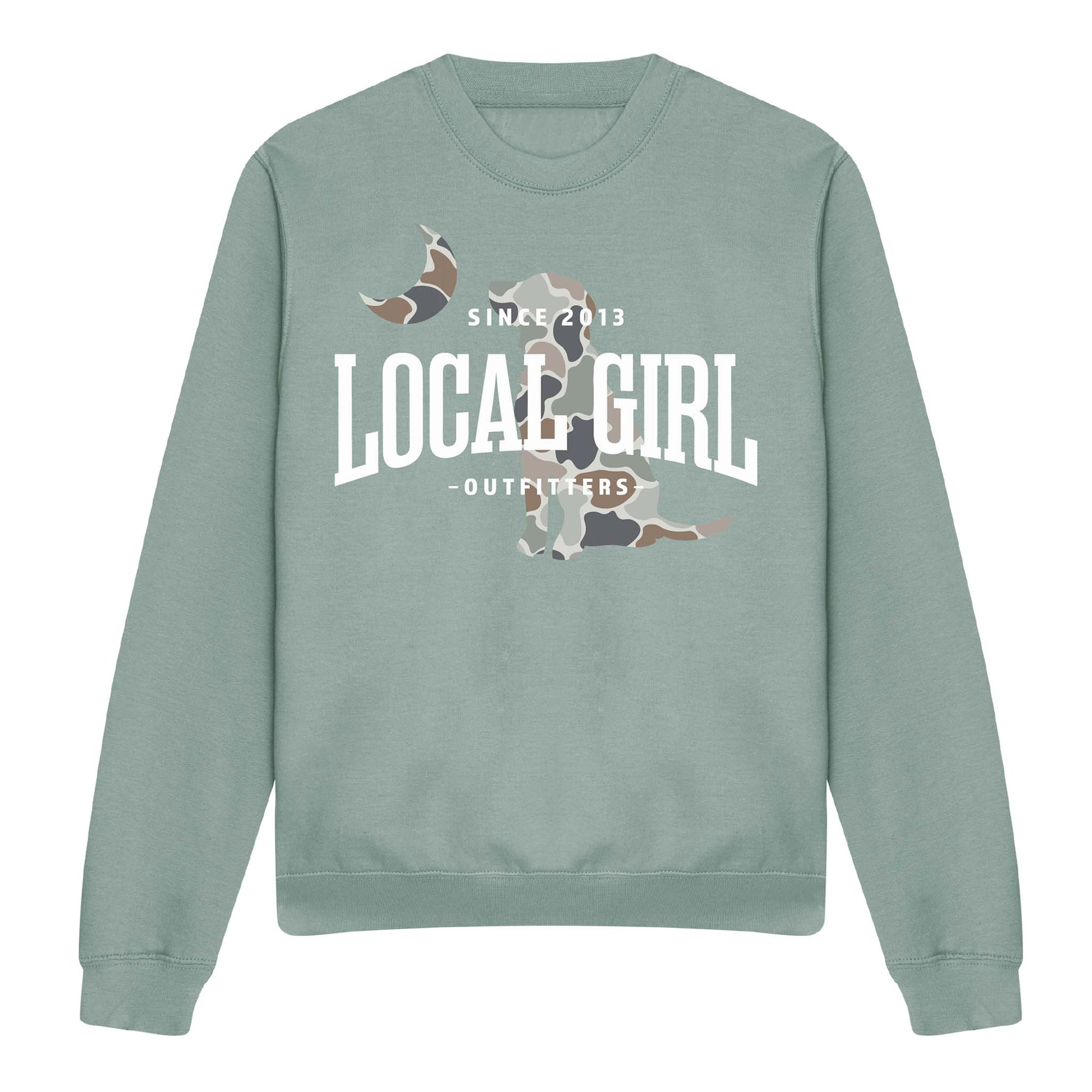 Local Girl Outfitters Flora Comfort Crewneck Sweatshirt in Dusty Green