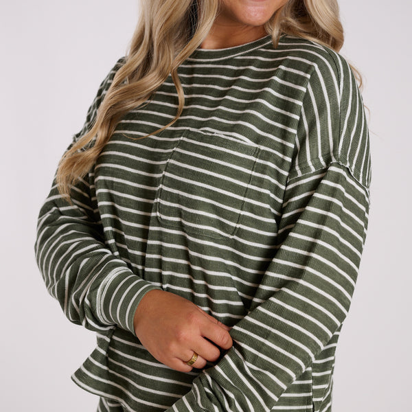 Local Girl Revive Lounge Top in Olive