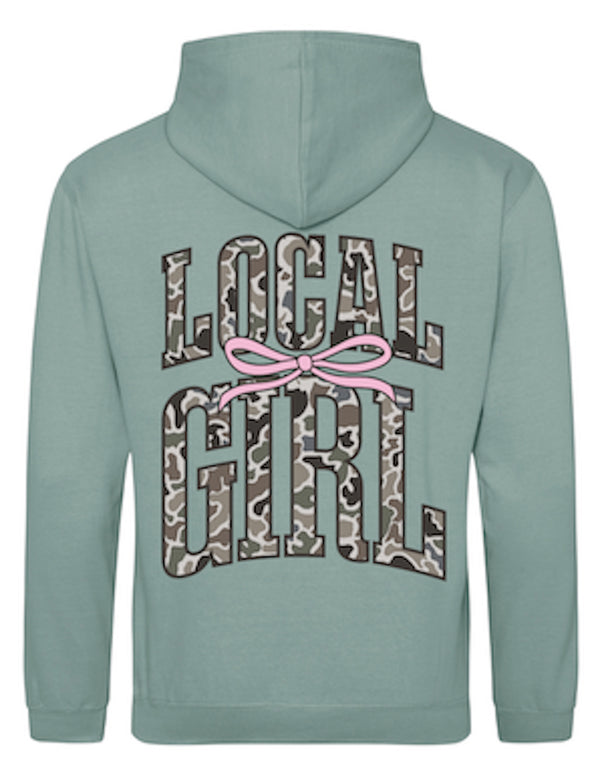 Ribbon Bow Hoodie in Dusty Green