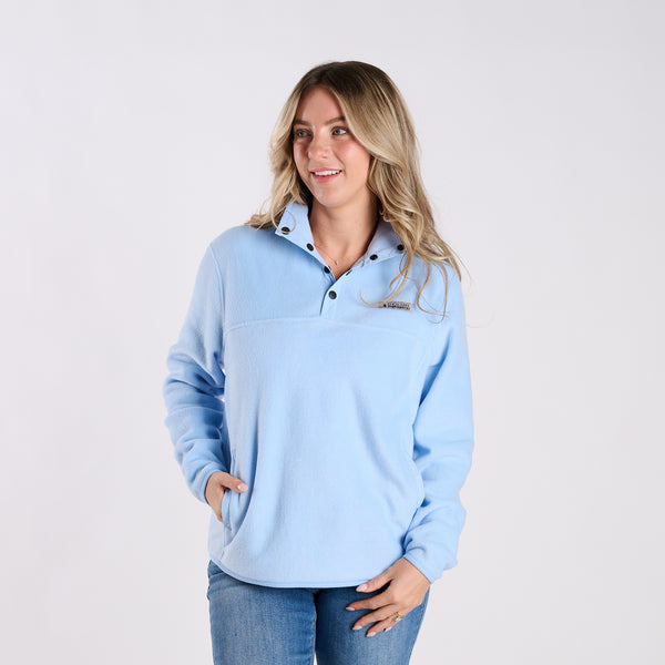 Fleece Quarter Zip Pullover in Canal Blue