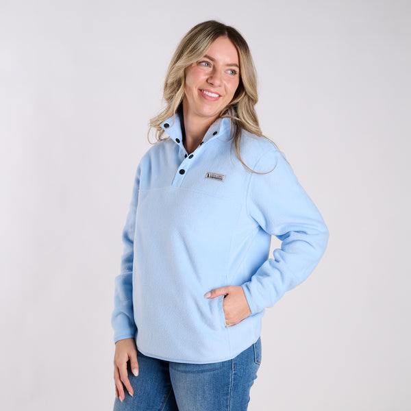 Fleece Quarter Zip Pullover in Canal Blue