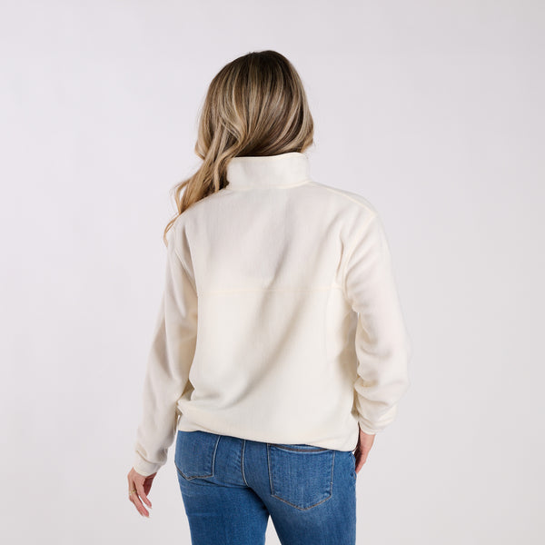 Fleece Quarter Zip Pullover in Pearl