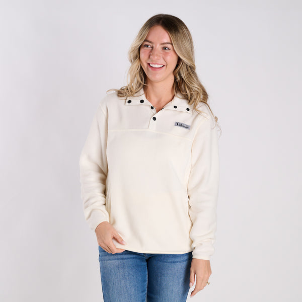 Fleece Quarter Zip Pullover in Pearl