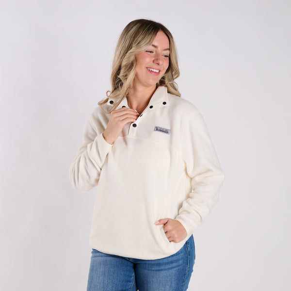 Fleece Quarter Zip Pullover in Pearl