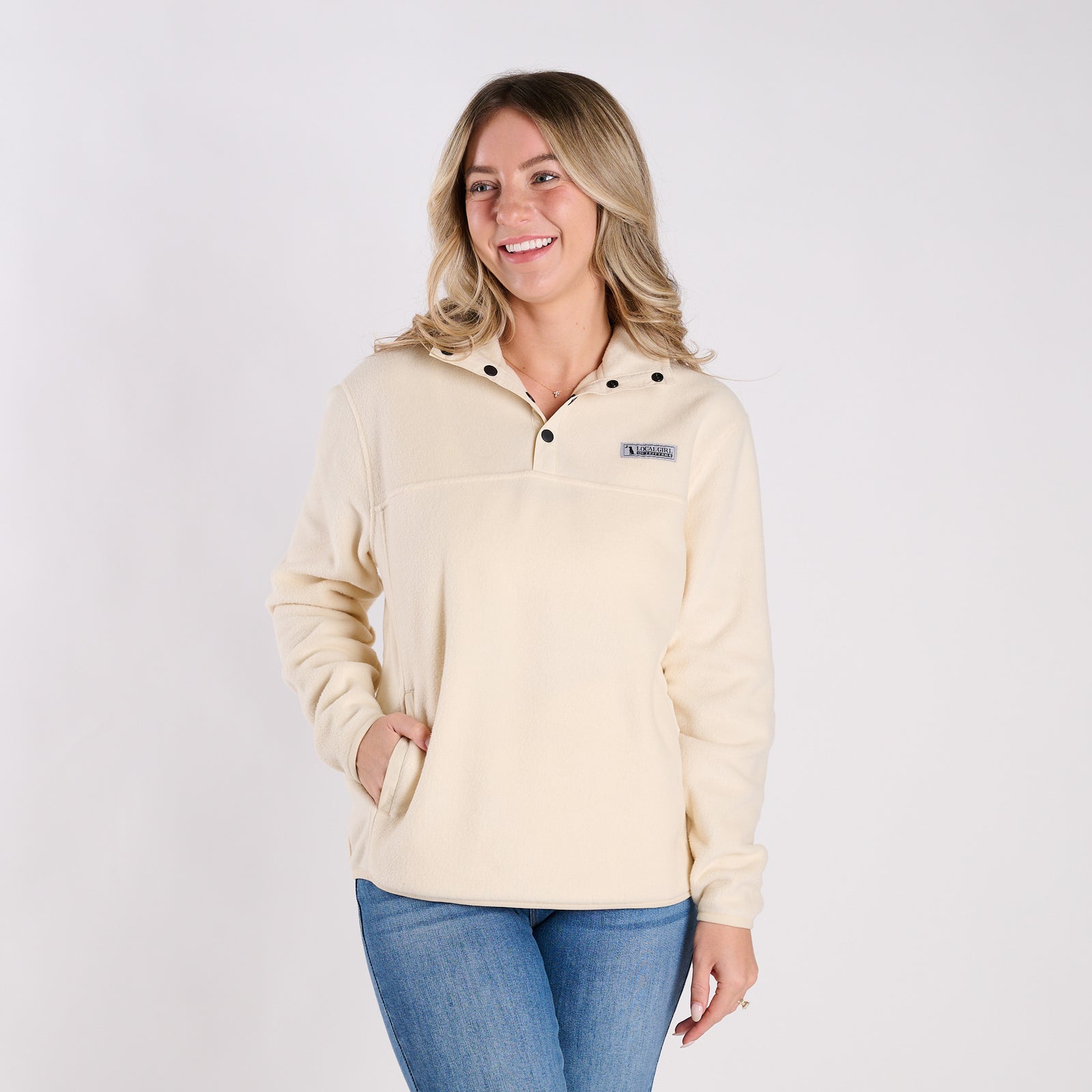 Fleece Quarter Zip in Pullover Toasted Almond
