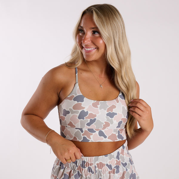 Local Girl Flora Forest Camo Sports Bra with Adjustable Straps
