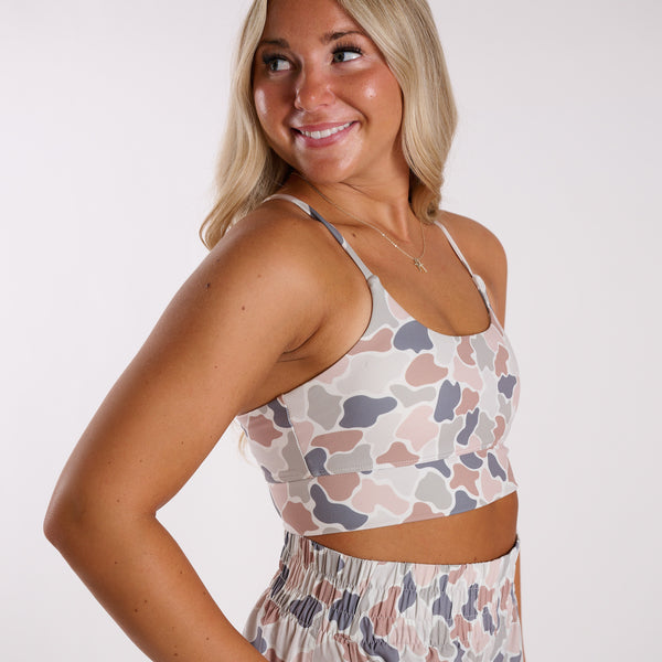 Local Girl Flora Forest Camo Sports Bra with Adjustable Straps