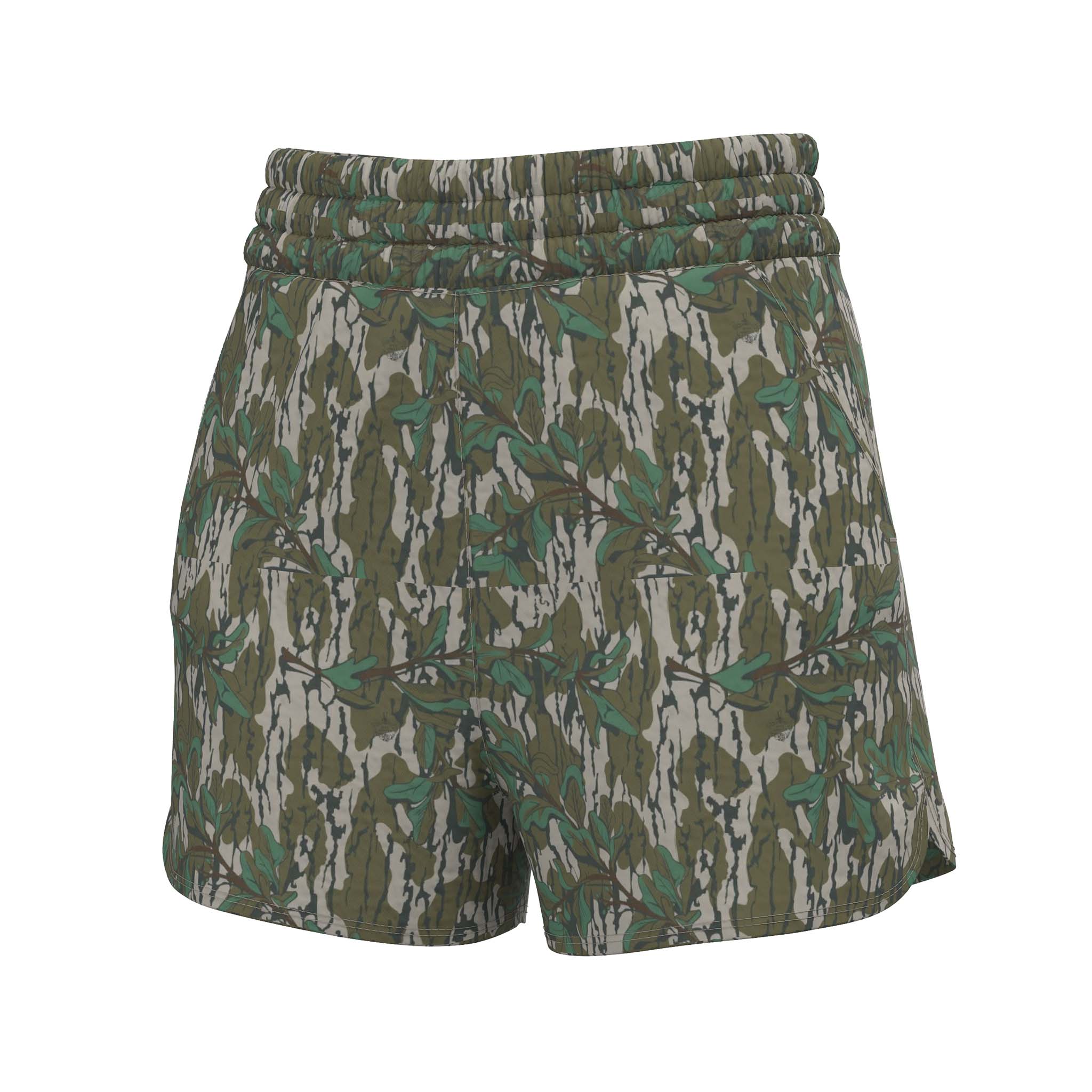 Local Girl Women's High Waisted Volley Shorts in Greenleaf Camo