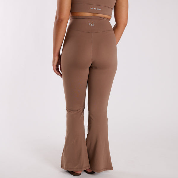 High Waisted Flare Leggings in Espresso