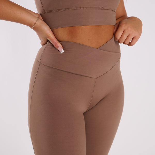 High Waisted Flare Leggings in Espresso