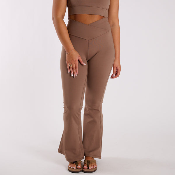 High Waisted Flare Leggings in Espresso
