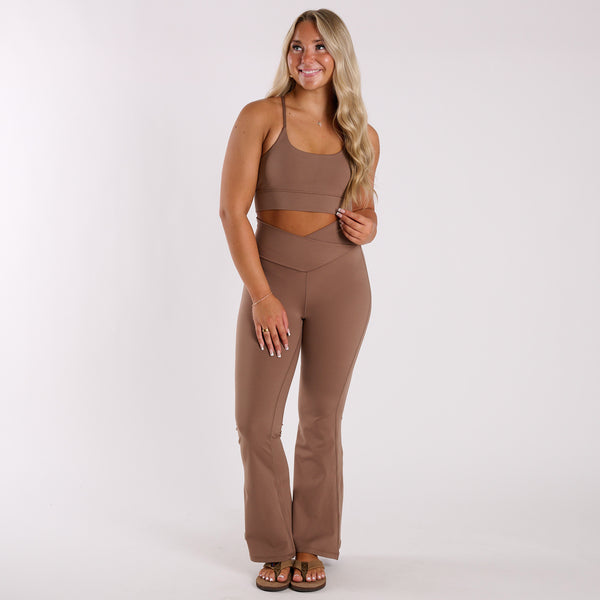 High Waisted Flare Leggings in Espresso