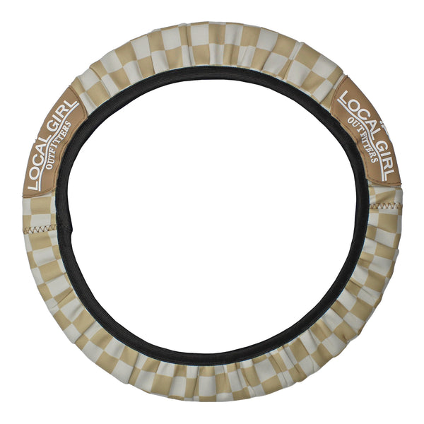 Local Girl Steering Wheel Cover in Khaki Checker