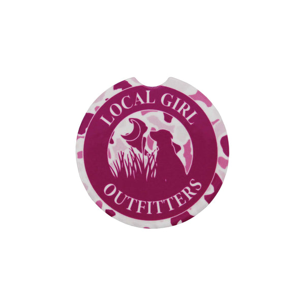 Keep your cup holders clean in style with this pink camo car coaster from Local Girl Outfitters. 