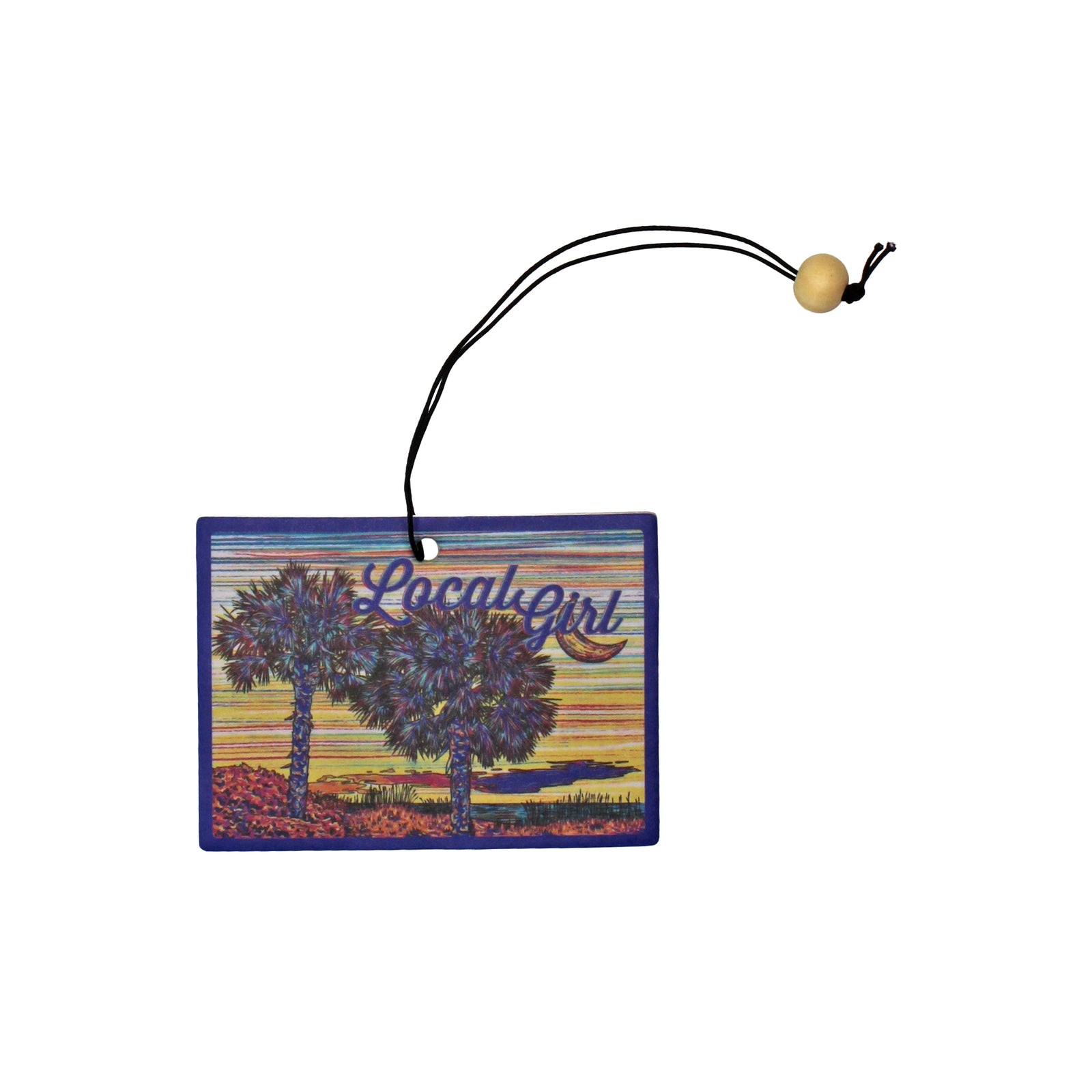 Local Girl Outfitters Palm Sunset Sketch Air Freshener shown on a white background