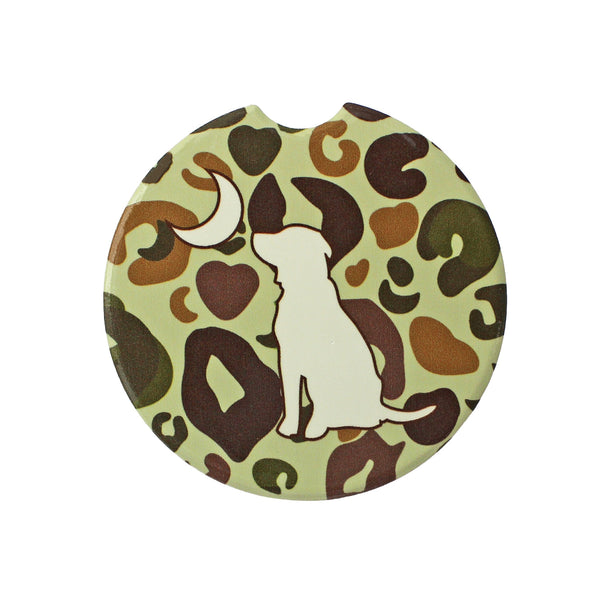 Dog and Moon Vintage Cheetah Car Coaster