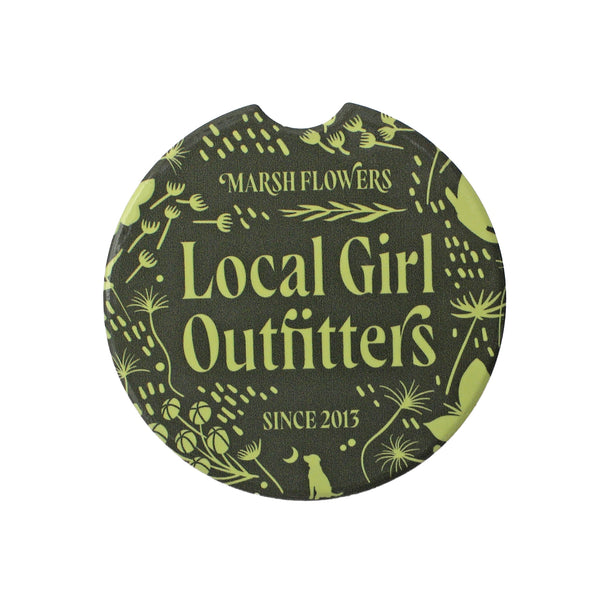 Marsh Flowers Olive Car Coaster