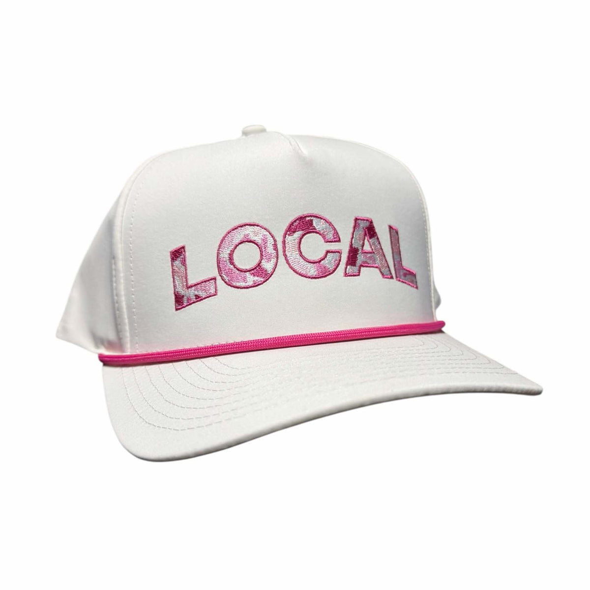 local girl outfitters Local Girl Block Logo Pink Camo Hat