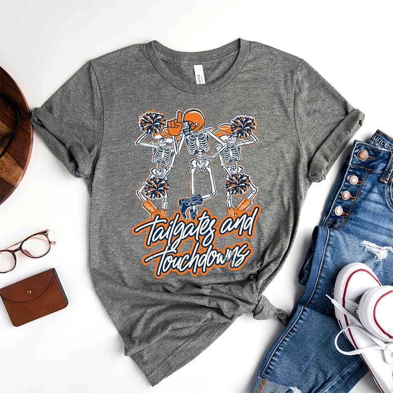 Tailgates and Touchdowns Short Sleeve T-Shirt in Blue and Orange