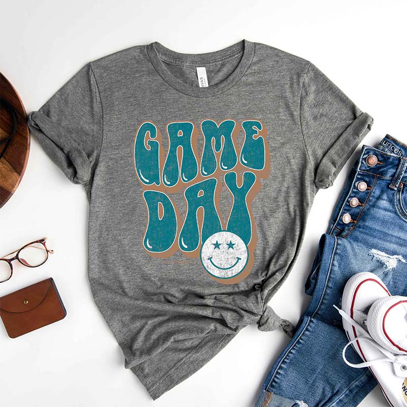 Gameday Smile Short Sleeve T-Shirt in Teal