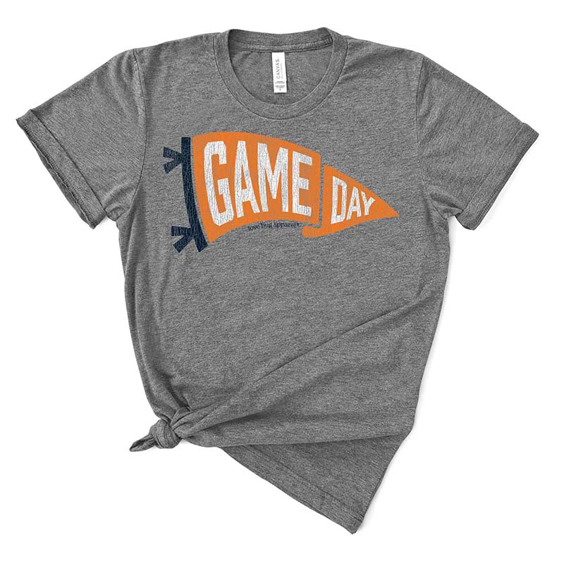 Gameday Pennant Short Sleeve T-Shirt in Navy and Orange