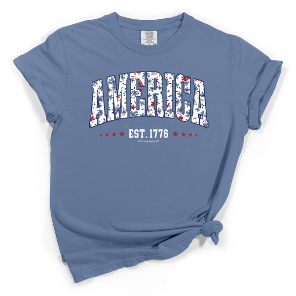 America Floral Fill Short Sleeve T-Shirt