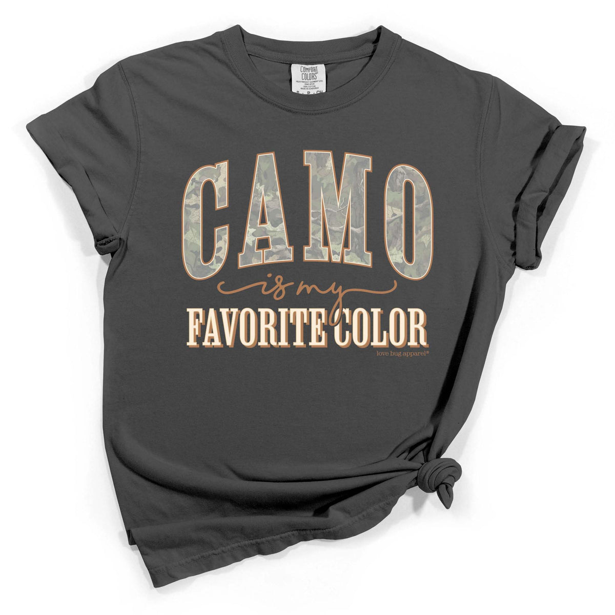 Camo Is My Favorite Color Short Sleeve T-Shirt in Pepper Grey by Love Bug Apparel