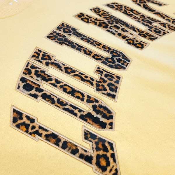 Lulu Mac Puff Crewneck Sweatshirt in Yellow and Leopard